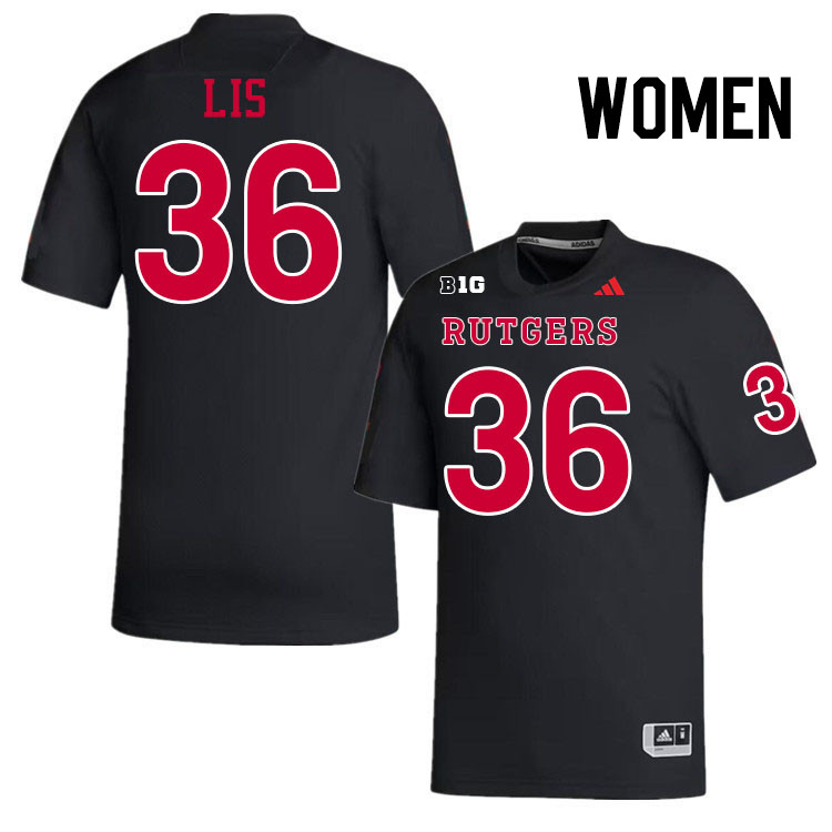 Women #36 Joey Lis Rutgers Scarlet Knights 2024 College Football Jerseys Stitched-Black